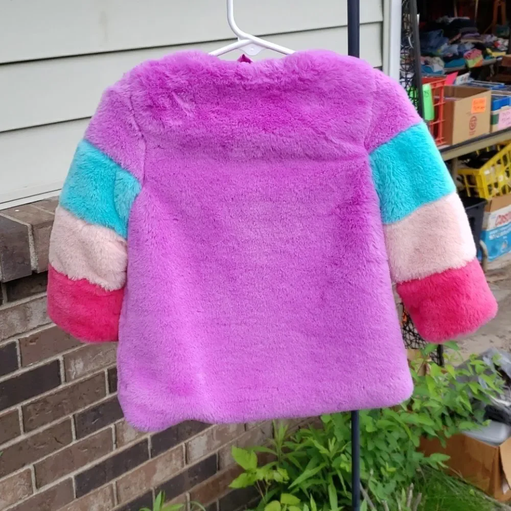 NWT Cat & Jack Lined Fuzzy Jacket Coat Sz 2T